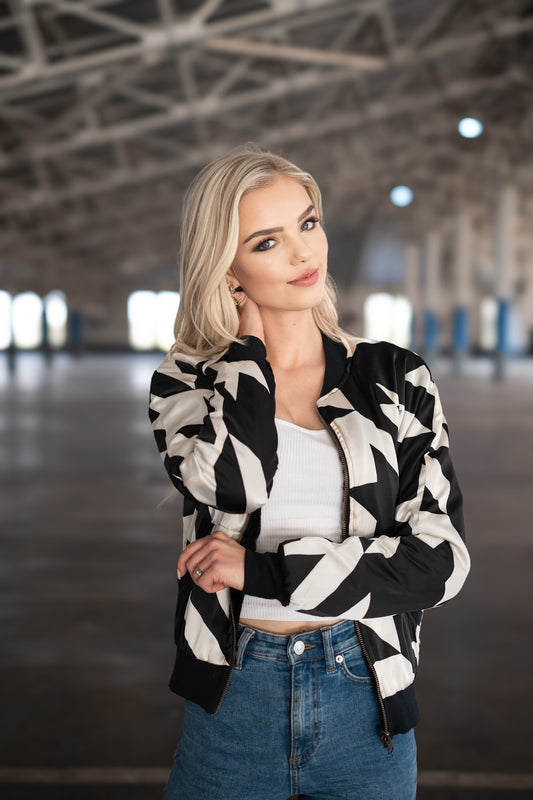 Reversible Houndstooth & Fur Jacket