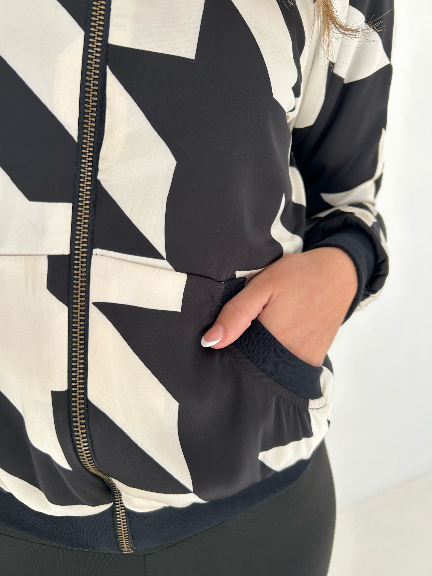 Reversible Houndstooth & Fur Jacket