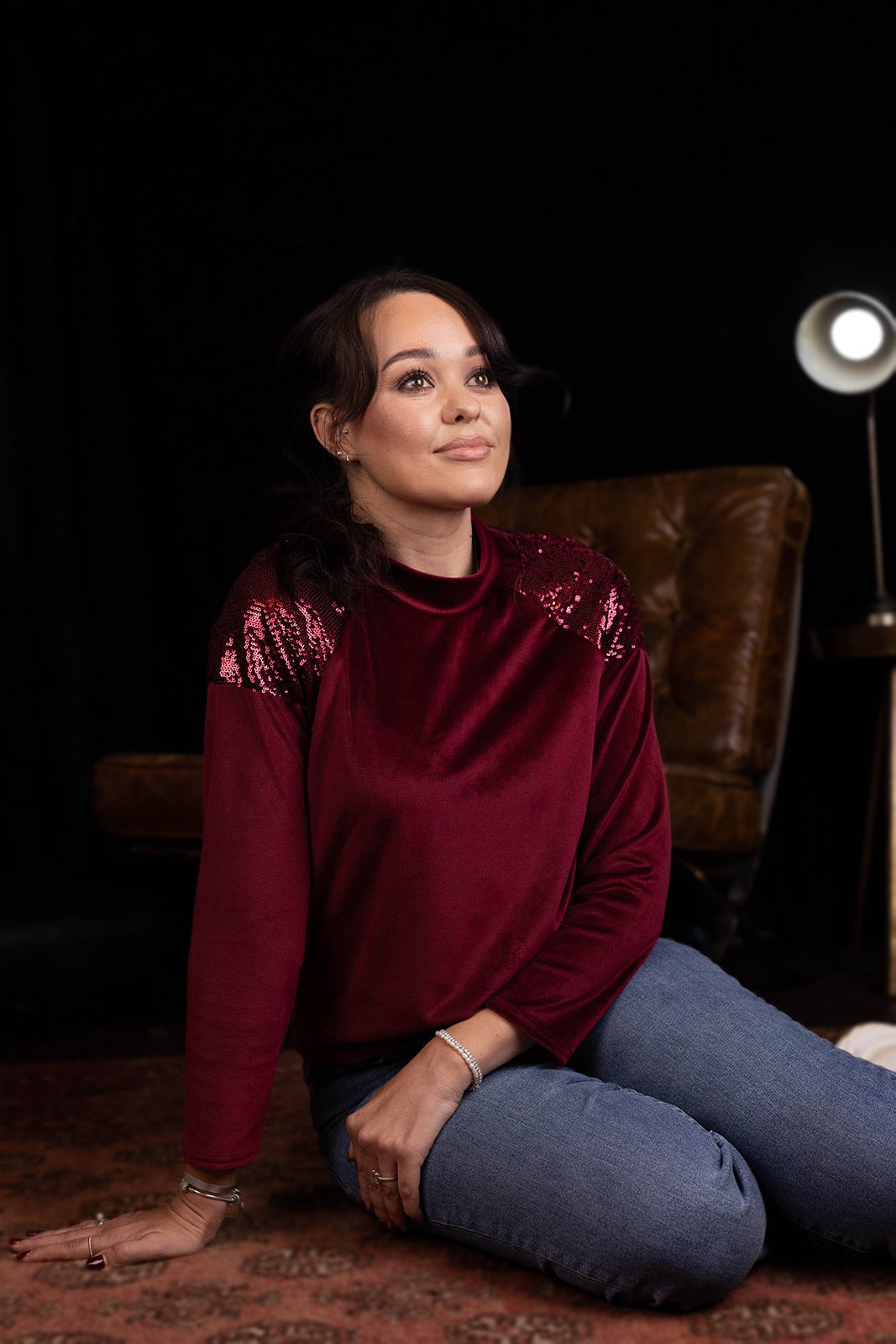 Burgundy Bling Jumper (Velour)