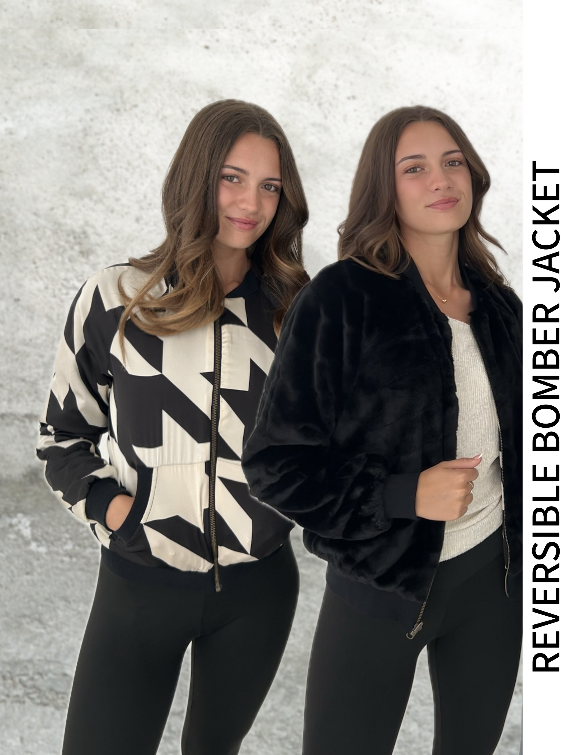Reversible Houndstooth & Fur Jacket – Halo Collection Reversible Houndstooth & Fur Jacket – Halo Collection