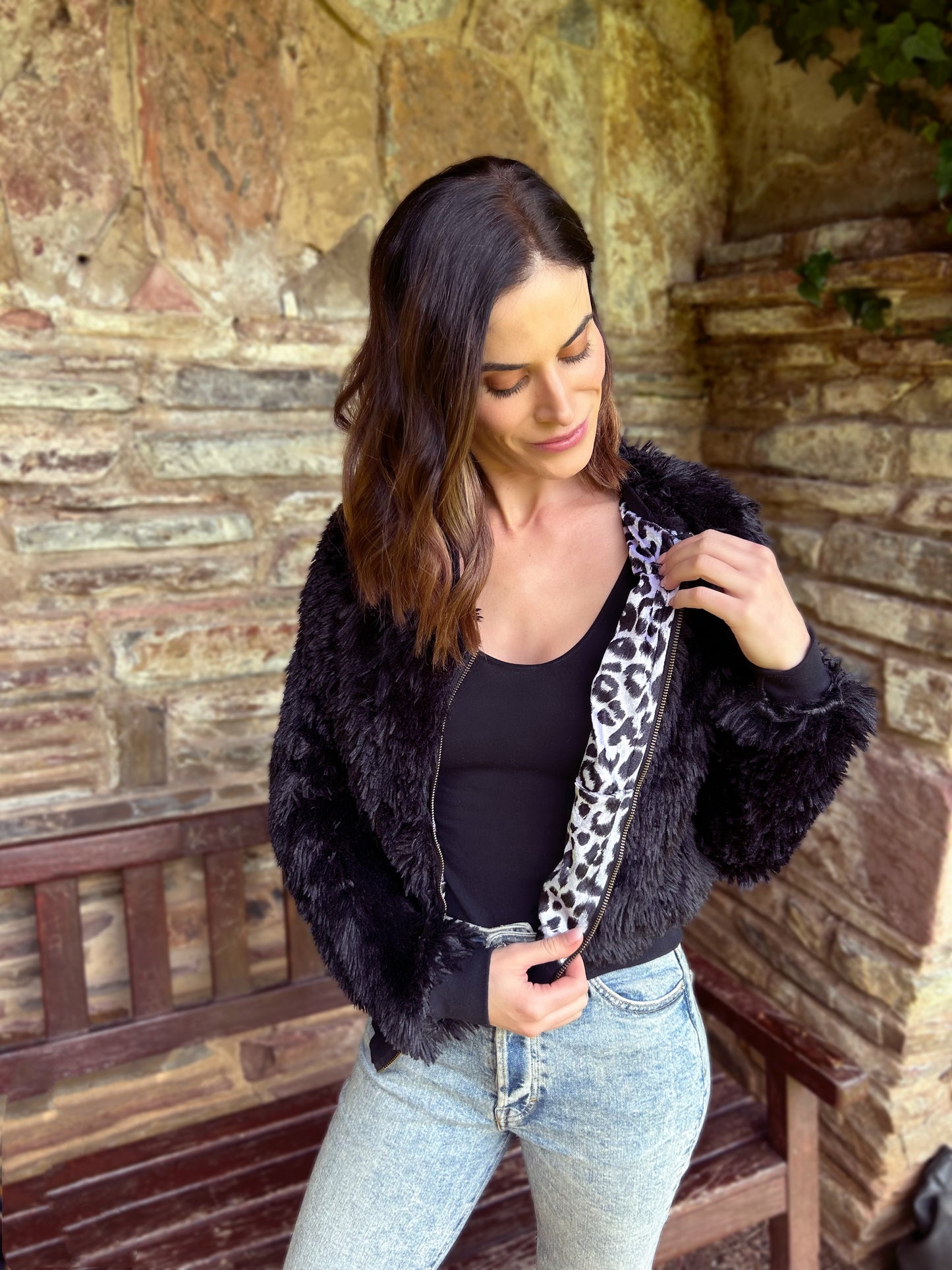 Reversible Fluff & Leopard Bomber