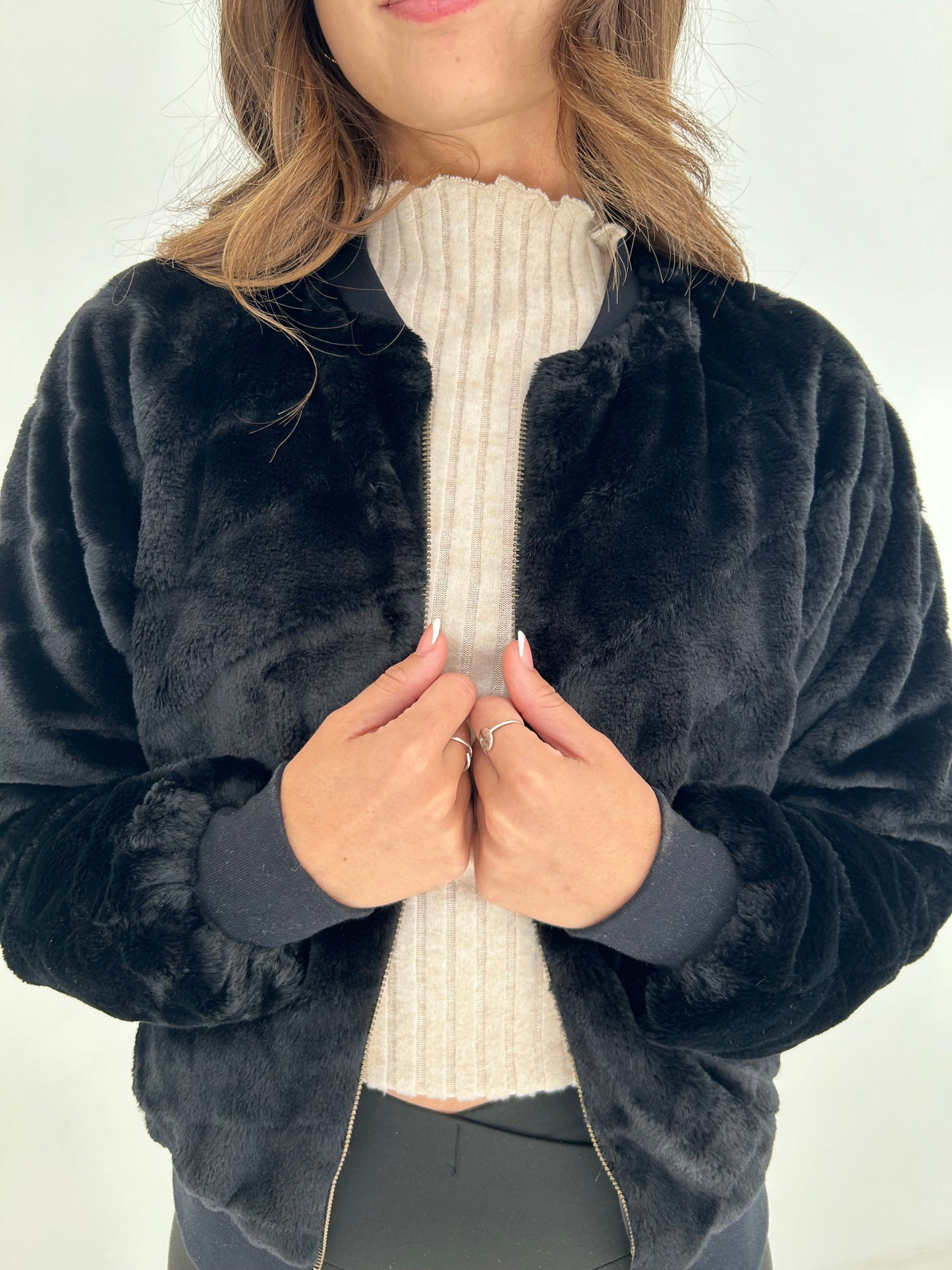 Reversible Fur & Houndstooth Jacket