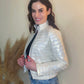 Pearl Metallic Bomber Jacket