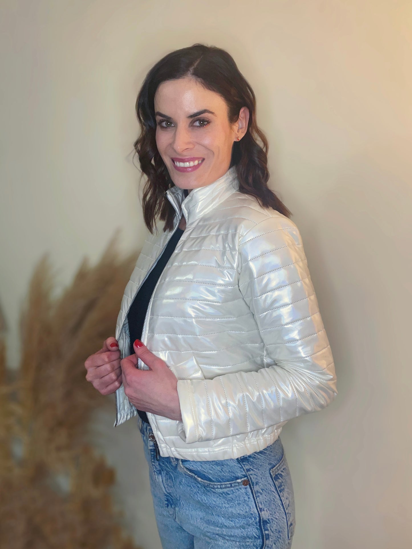 Pearl Metallic Bomber Jacket