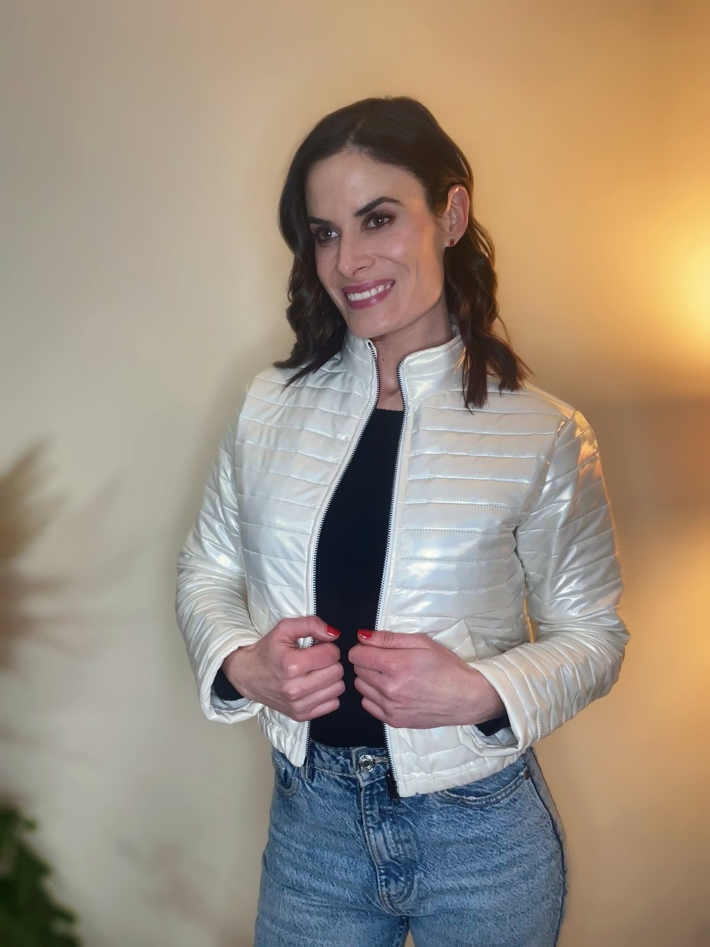 Pearl Metallic Bomber Jacket